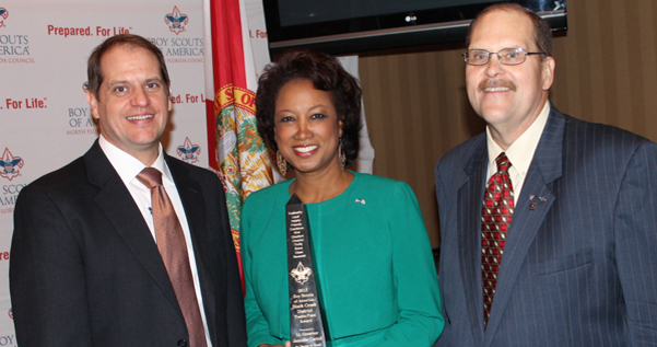 Jennifer receives Boys Scouts of America 12 Point Award for service to youth and community