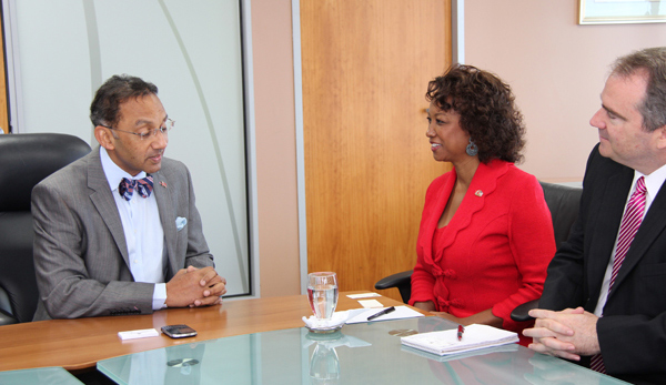 Jennifer discusses trade barriers with Minister Vasant Bharath during trade mission to Trinidad