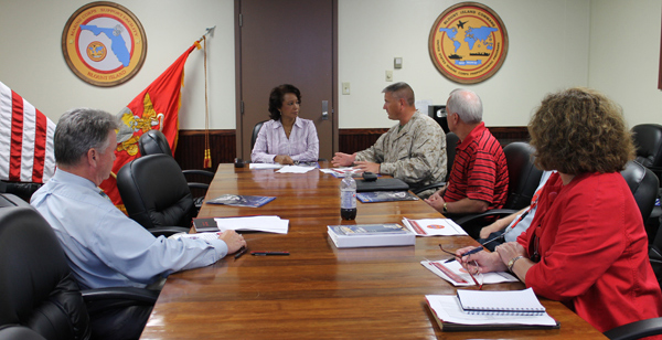 Jennifer gets repositioning briefing from Marine Corps Support Activity Blount Island