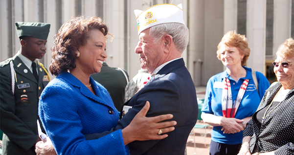 Jennifer embraces Military Veteran