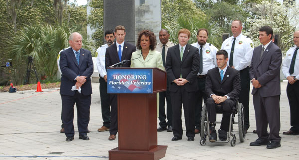 Jennifer Honoring Florida's Veterans at a bill signing to allow disabled veterans to have a designated area for recreational hunting